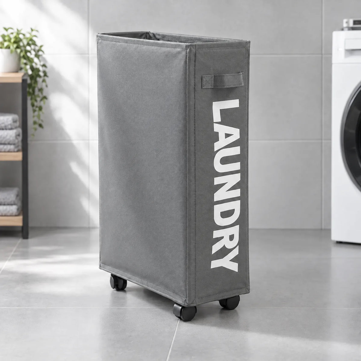 Slim Rolling Laundry Basket with Wheels and Mesh Cover