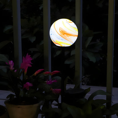 Solar Glass Outdoor Ground Stake Light White Orange | Solaro