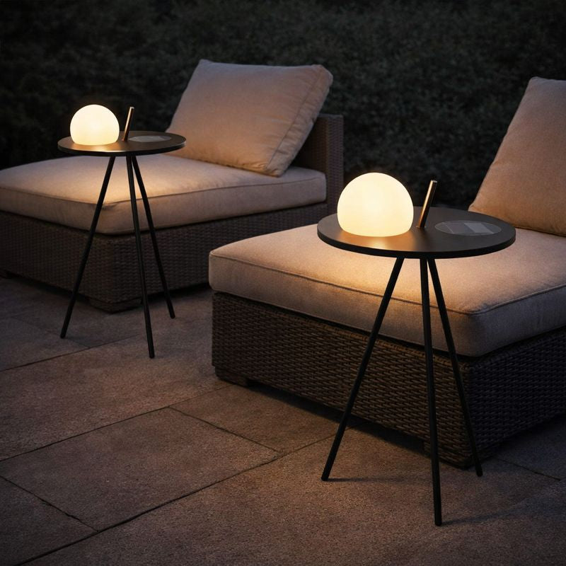 Solar Outdoor Side Table Lamp with Tripod Base | Gardell