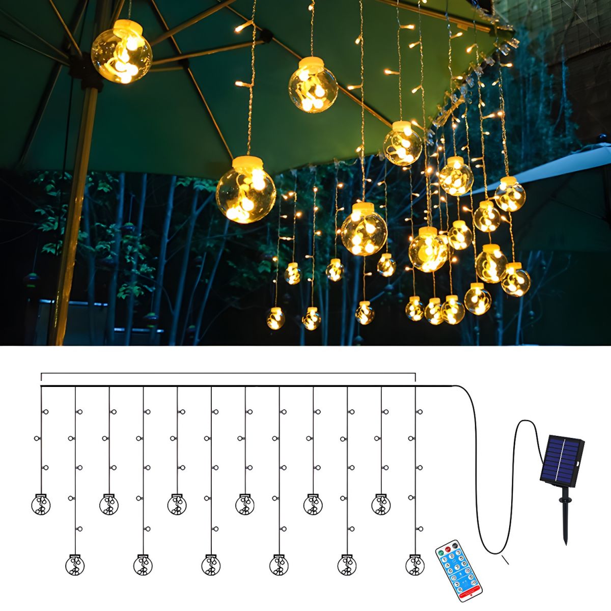 Solar Outdoor String Light with Warm LED Glow | Lumivaro