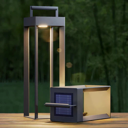 Solar Steel Outdoor Lantern in Minimal Style | Gleamlit