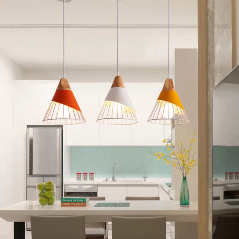 Soren Scandinavian Wood Frame Cage Pendant Light | Norvian
