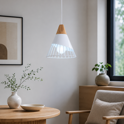 Soren Scandinavian Wood Frame Cage Pendant Light | Norvian