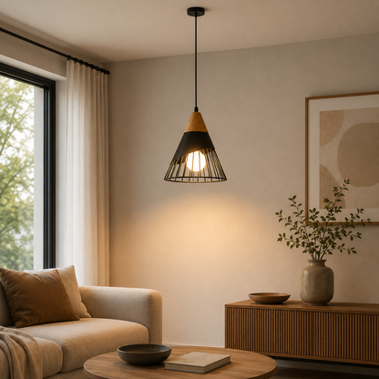 Soren Scandinavian Wood Frame Cage Pendant Light | Norvian