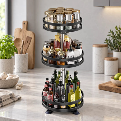 Spice Rack 360 Degree Rotating Three Tier Organizer