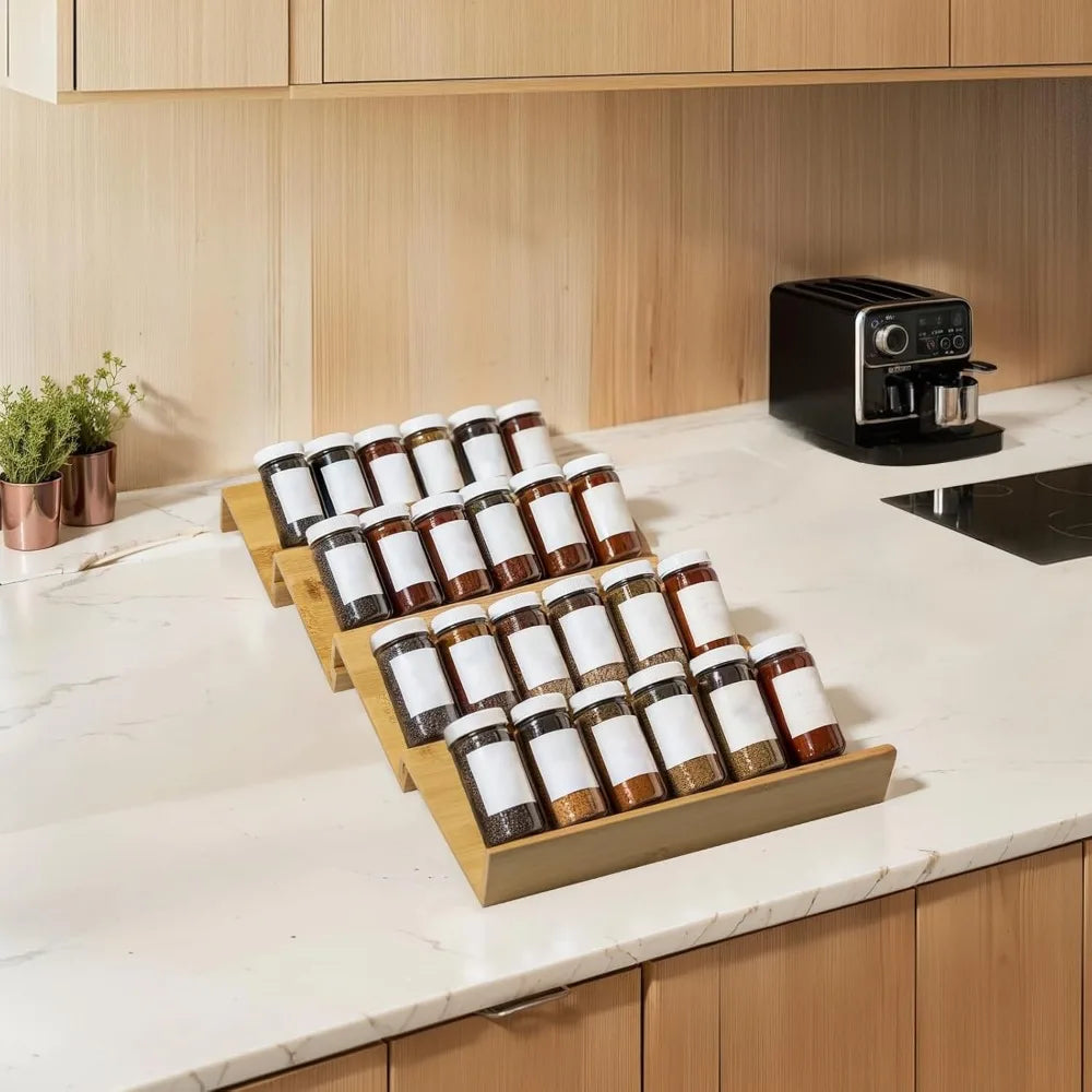 Spice Rack Four Tier Bamboo Drawer Organizer