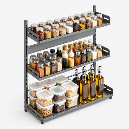 Spice Rack Large Three Tier Adjustable Kitchen Organizer