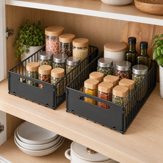 Spice Rack Pull Out Cabinet Organizer with Sliding Rails