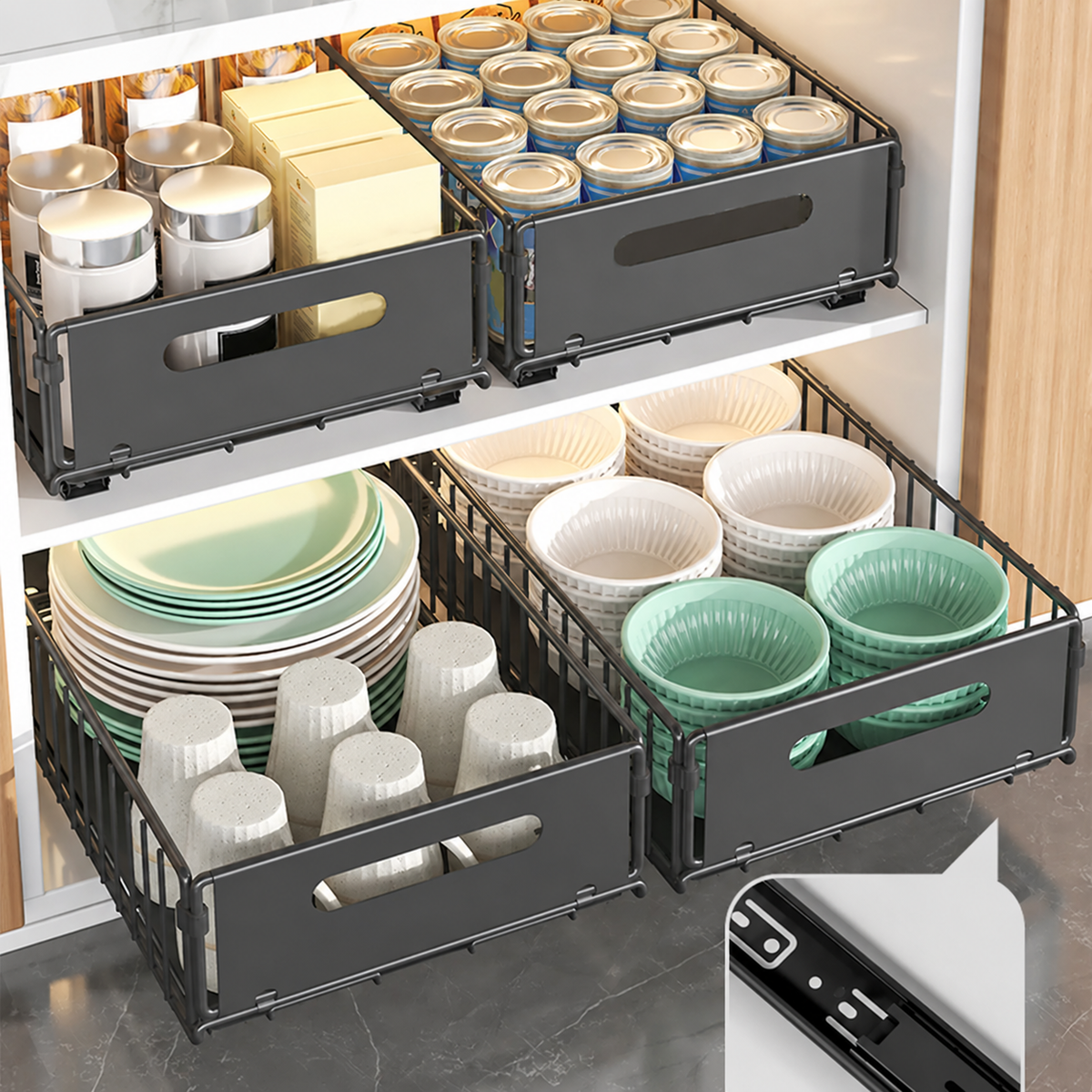 Spice Rack Pull Out Cabinet Organizer with Sliding Rails