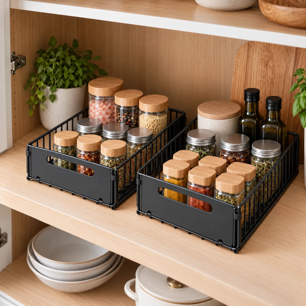 Spice Rack Pull Out Cabinet Organizer with Sliding Rails