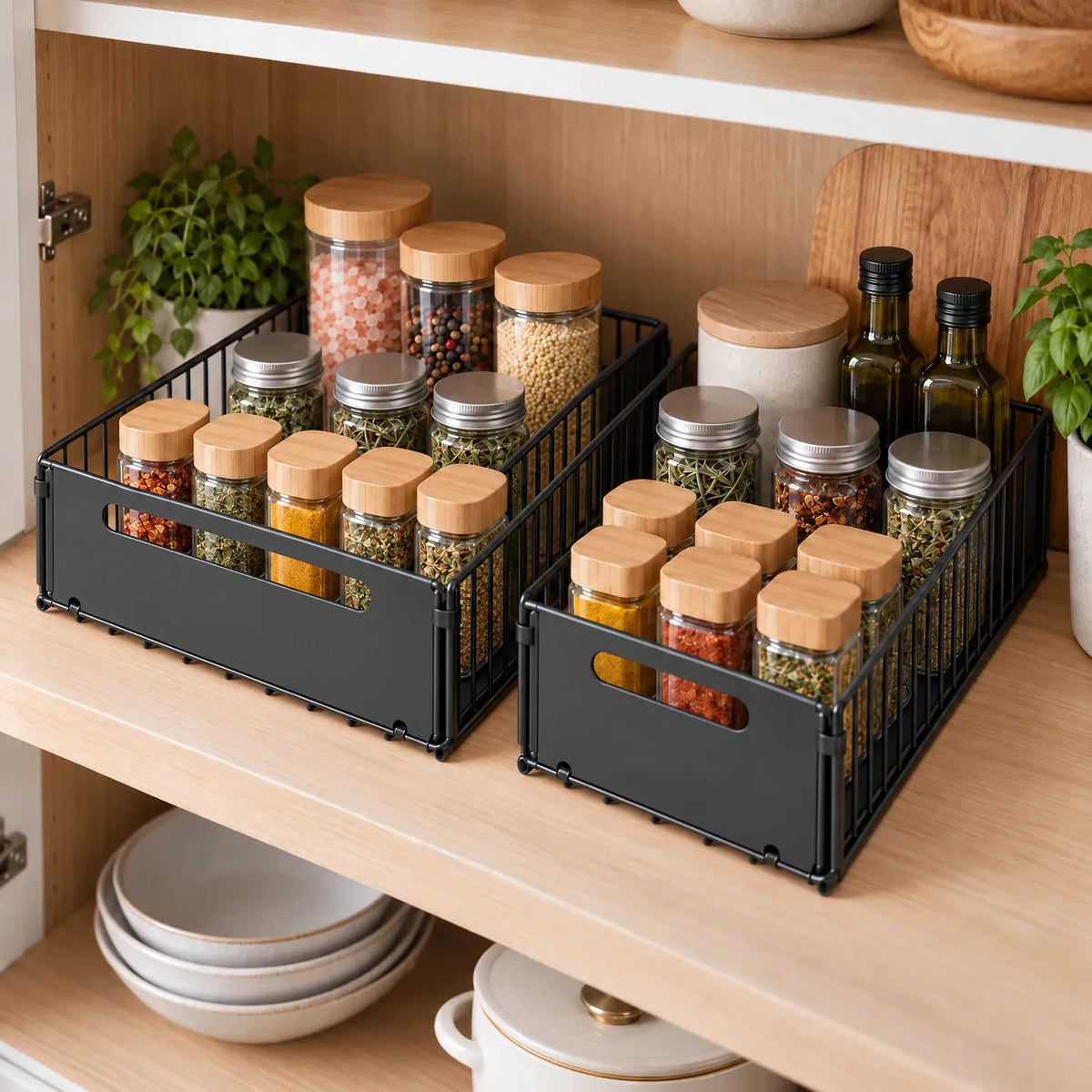 Spice Rack Pull Out Cabinet Organizer with Sliding Rails