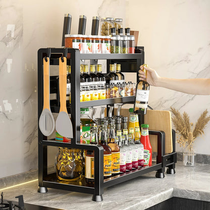Spice Rack Three Tier Countertop Organizer with Utensil Holder