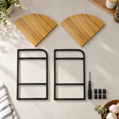 Spice Rack Two Tier Bamboo Corner Countertop Organizer