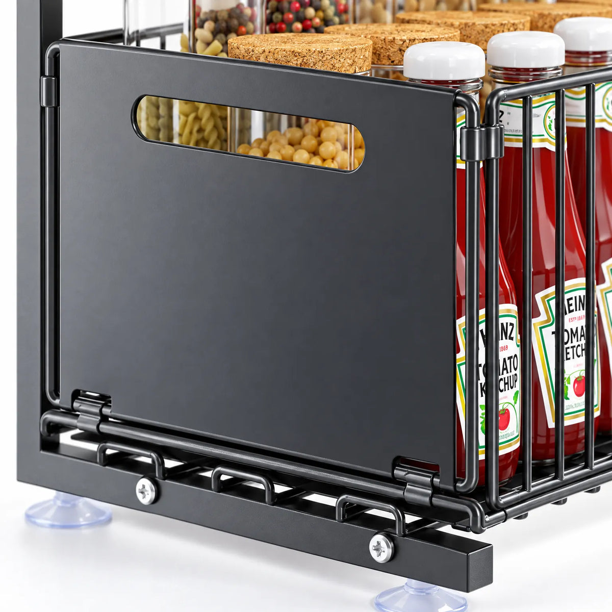 Spice Rack Two Tier Pull Out Organizer with Adjustable Height