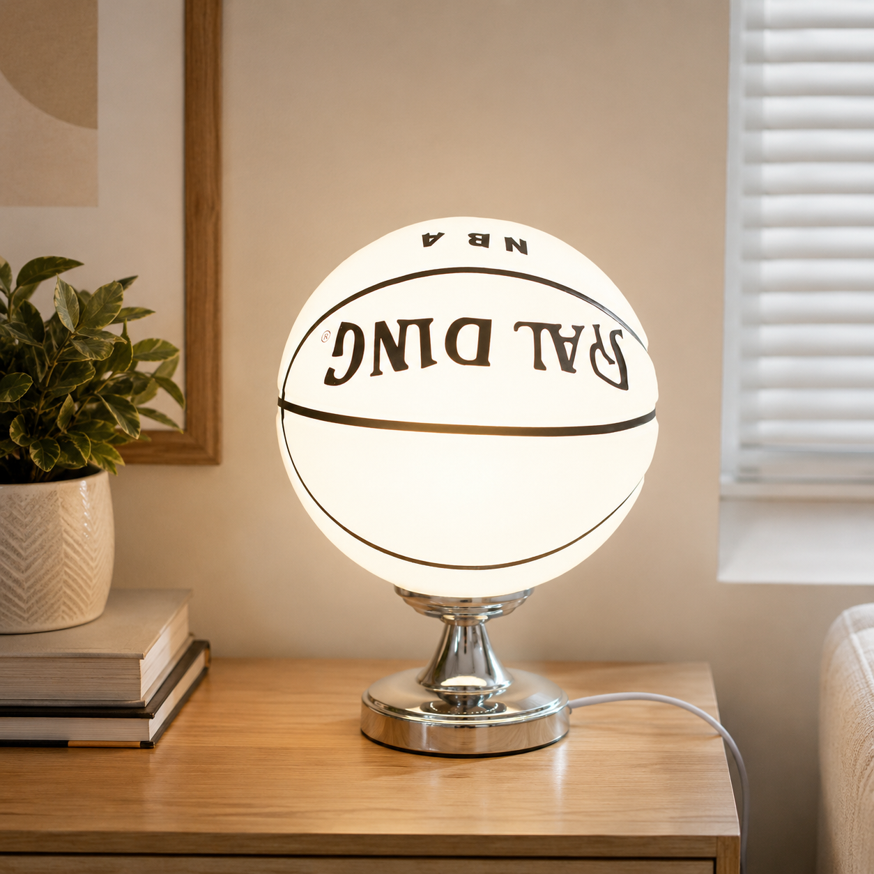 Sports Style Glass Shade Table Lamp For Childrens Room | Aurynex