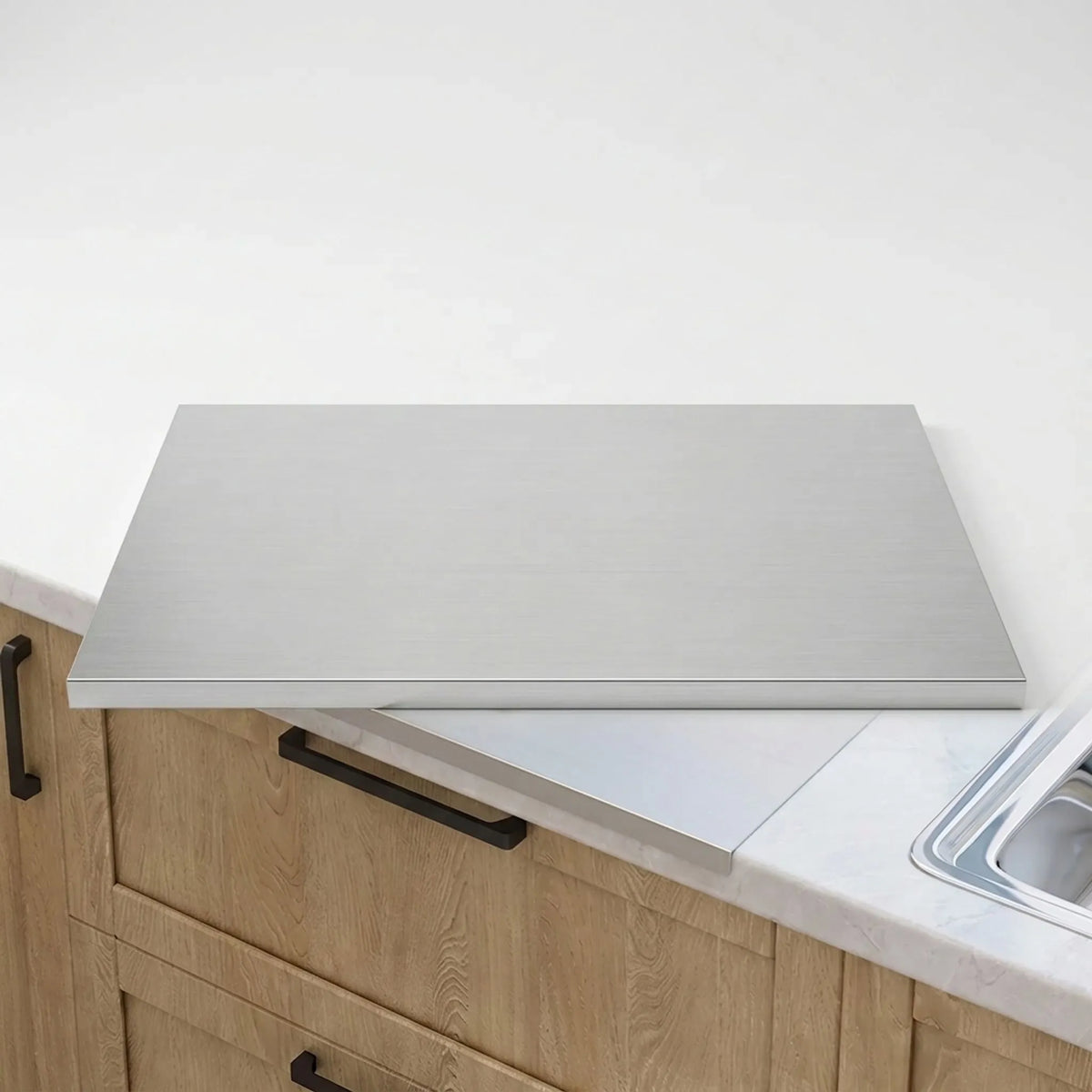 Stainless Steel Cutting Board with L Shaped Counter Edge