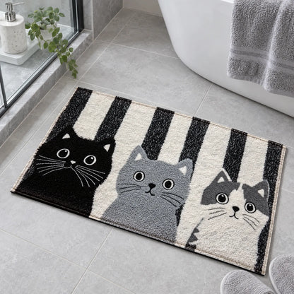 Striped Cat Entryway Floor Mat