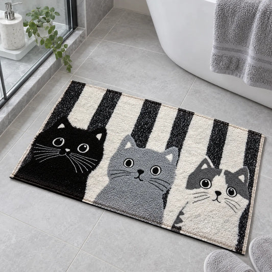 Striped Cat Entryway Floor Mat