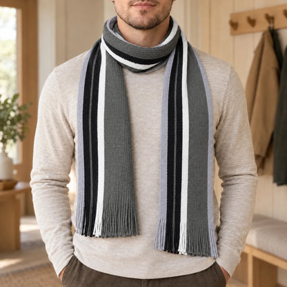Striped Knit Winter Scarf