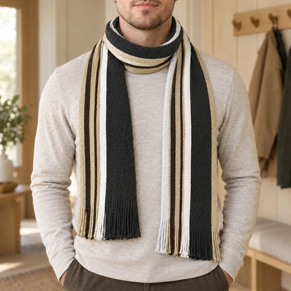 Striped Knit Winter Scarf