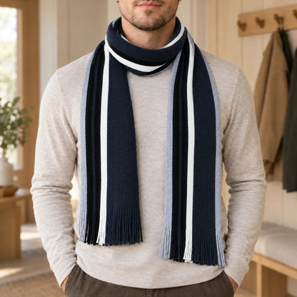 Striped Knit Winter Scarf