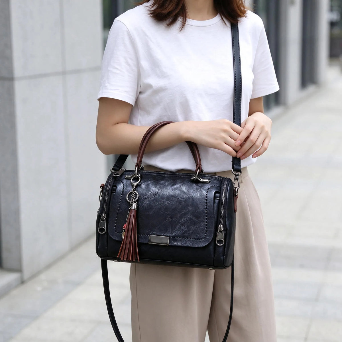 Structured Boston Crossbody Bag