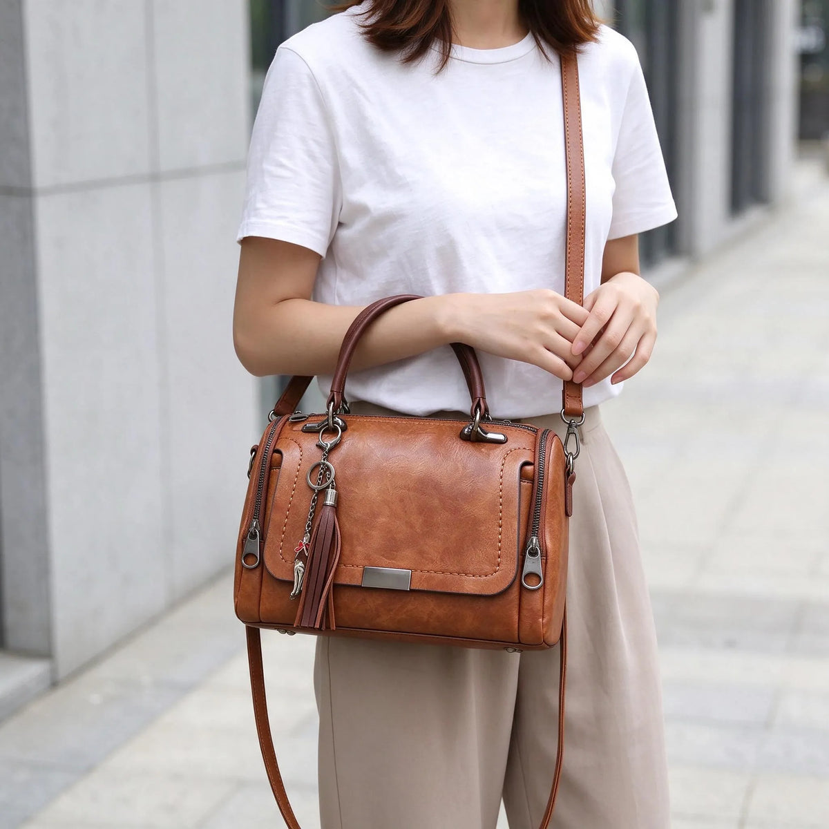 Structured Boston Crossbody Bag