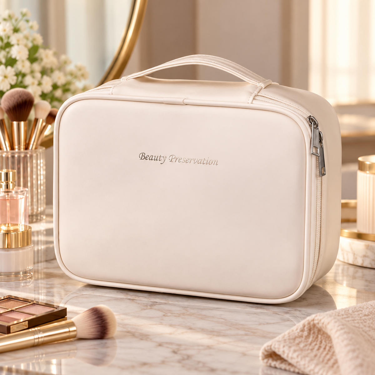 Structured PU Cosmetic Organizer Bag