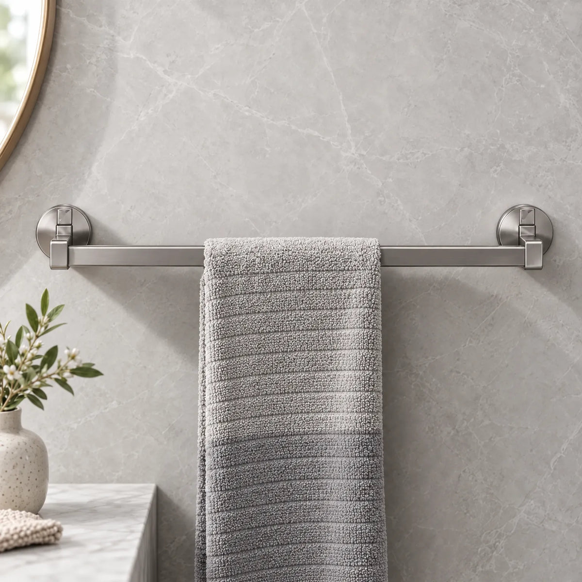 Suction Cup Towel Bar with Double Bar Design and Drill Free Mounting