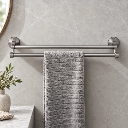 Suction Cup Towel Bar with Double Bar Design and Drill Free Mounting