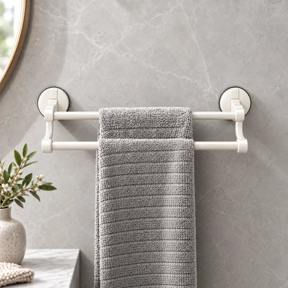 Suction Cup Towel Bar with Double Bar Design and Drill Free Mounting