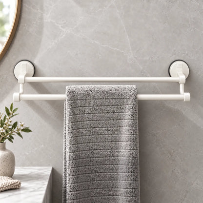 Suction Cup Towel Bar with Double Bar Design and Drill Free Mounting