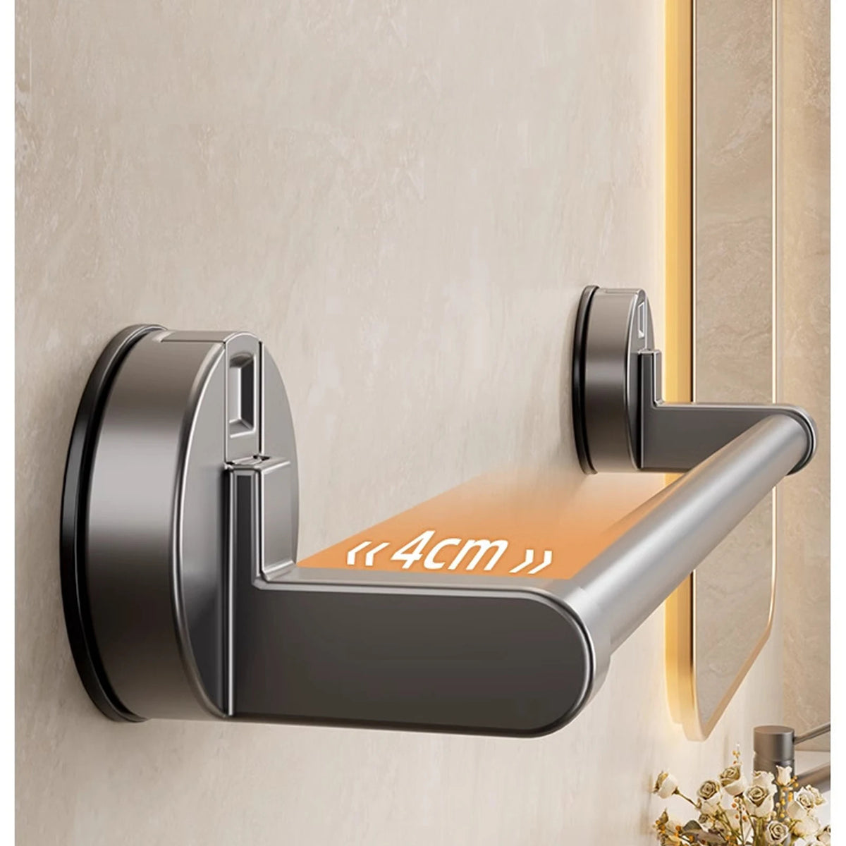 Suction Cup Towel Bar with Double Bar Design and Drill Free Mounting