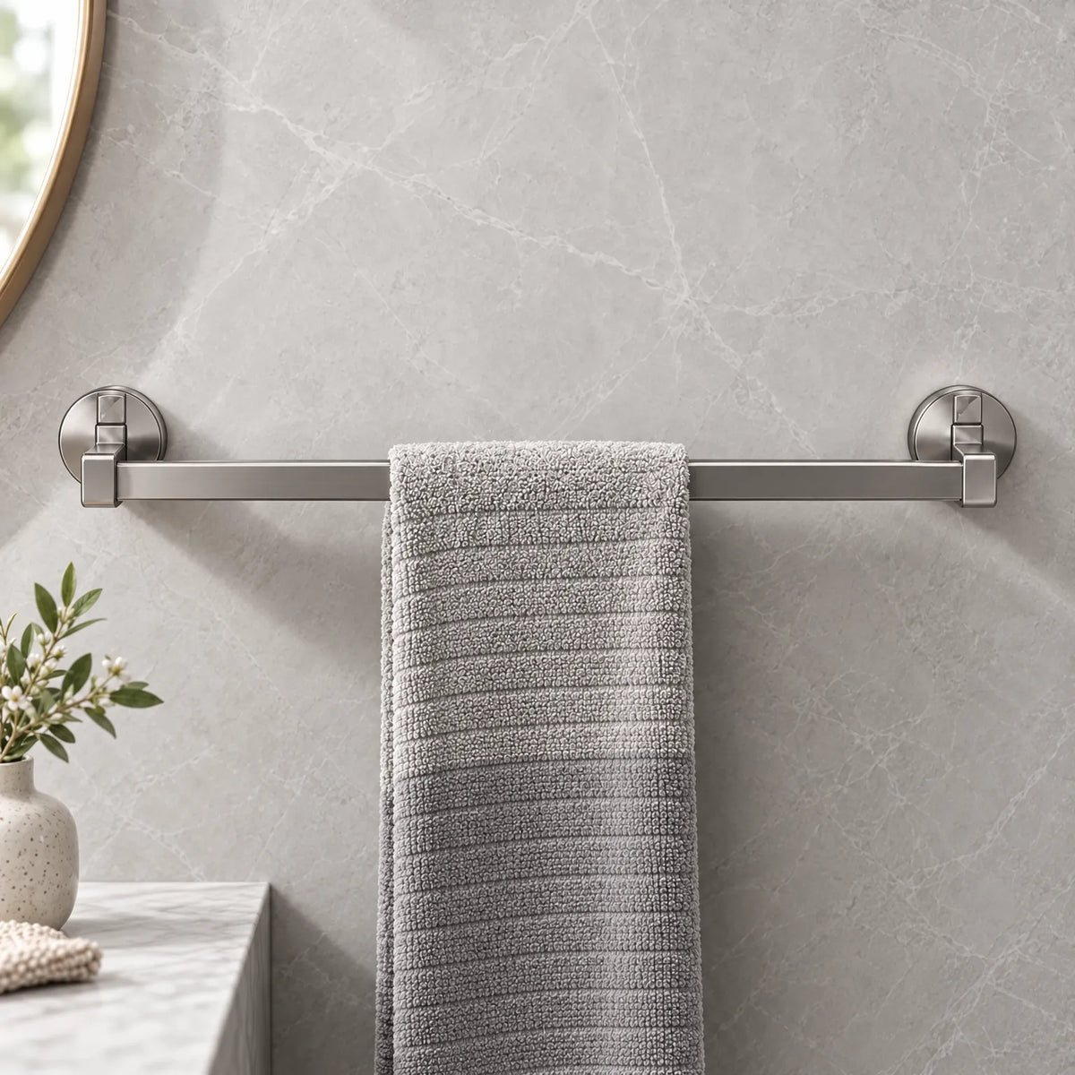 Suction Cup Towel Bar with Double Bar Design and Drill Free Mounting