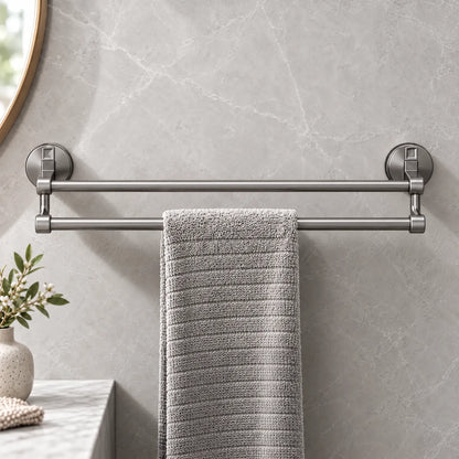 Suction Cup Towel Bar with Double Bar Design and Drill Free Mounting
