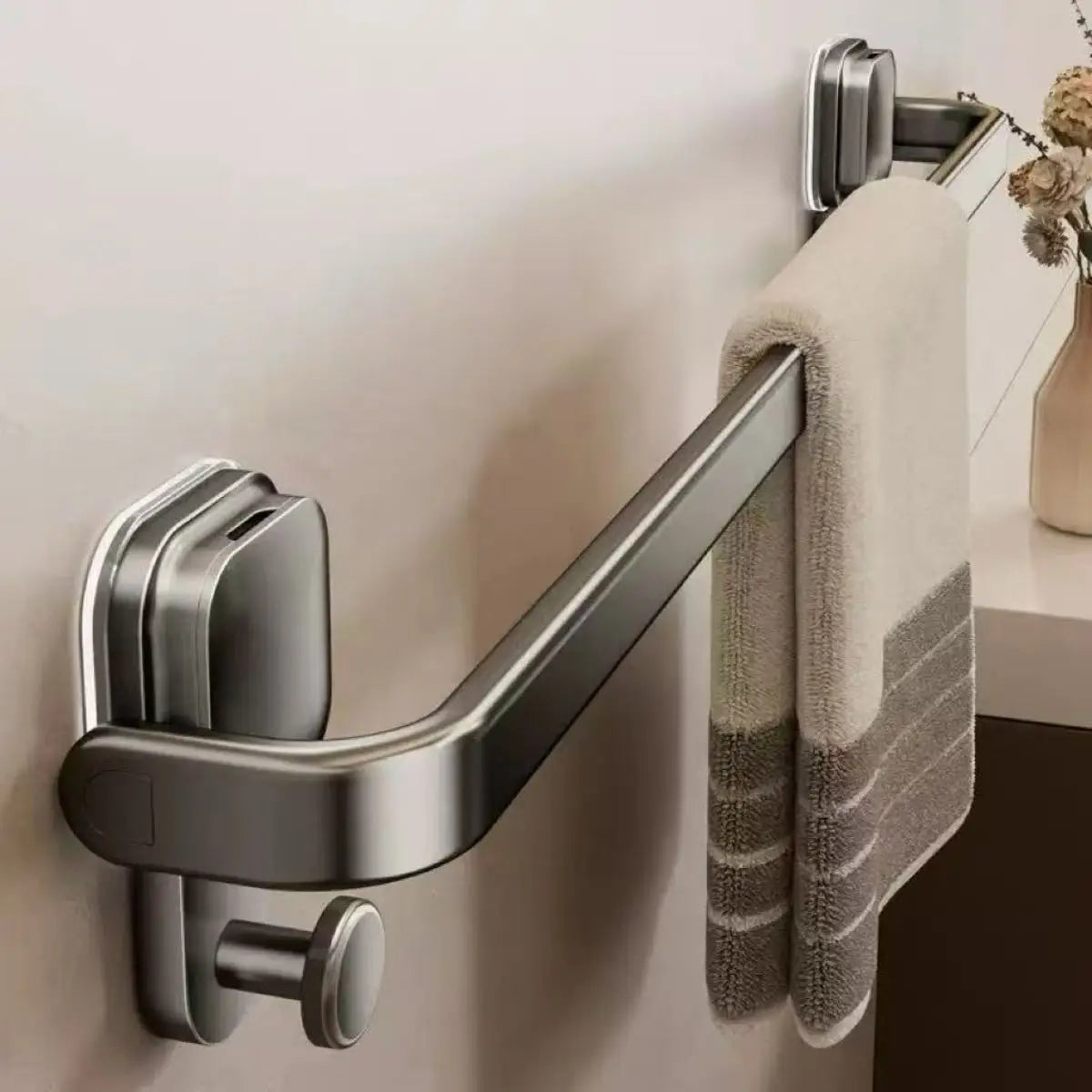 Suction Cup Towel Bar with Foldable Design and Drill Free Wall Mount