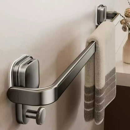 Suction Cup Towel Bar with Foldable Design and Drill Free Wall Mount