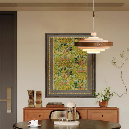 Swing Arm Pendant Light Wood Metal Industrial Design | Zylaris