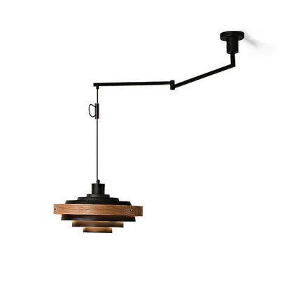 Swing Arm Pendant Light Wood Metal Industrial Design | Zylaris