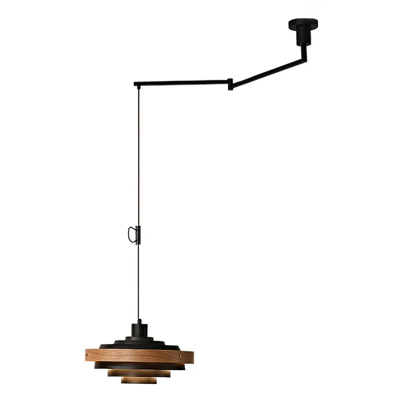 Swing Arm Pendant Light Wood Metal Industrial Design | Zylaris