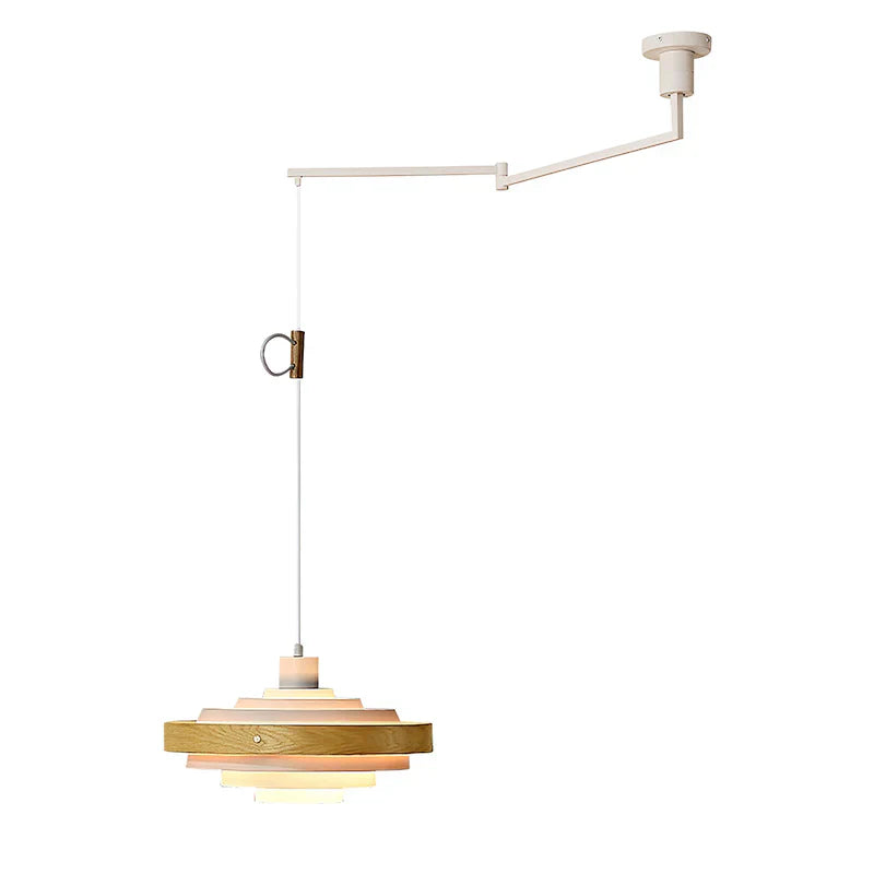 Swing Arm Pendant Light Wood Metal Industrial Design | Zylaris
