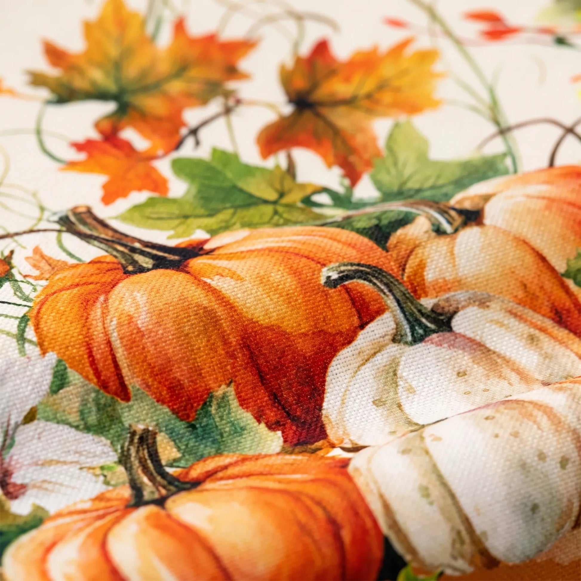 Tablecloth for Fall Thanksgiving with Pumpkin and Autumn Floral Print