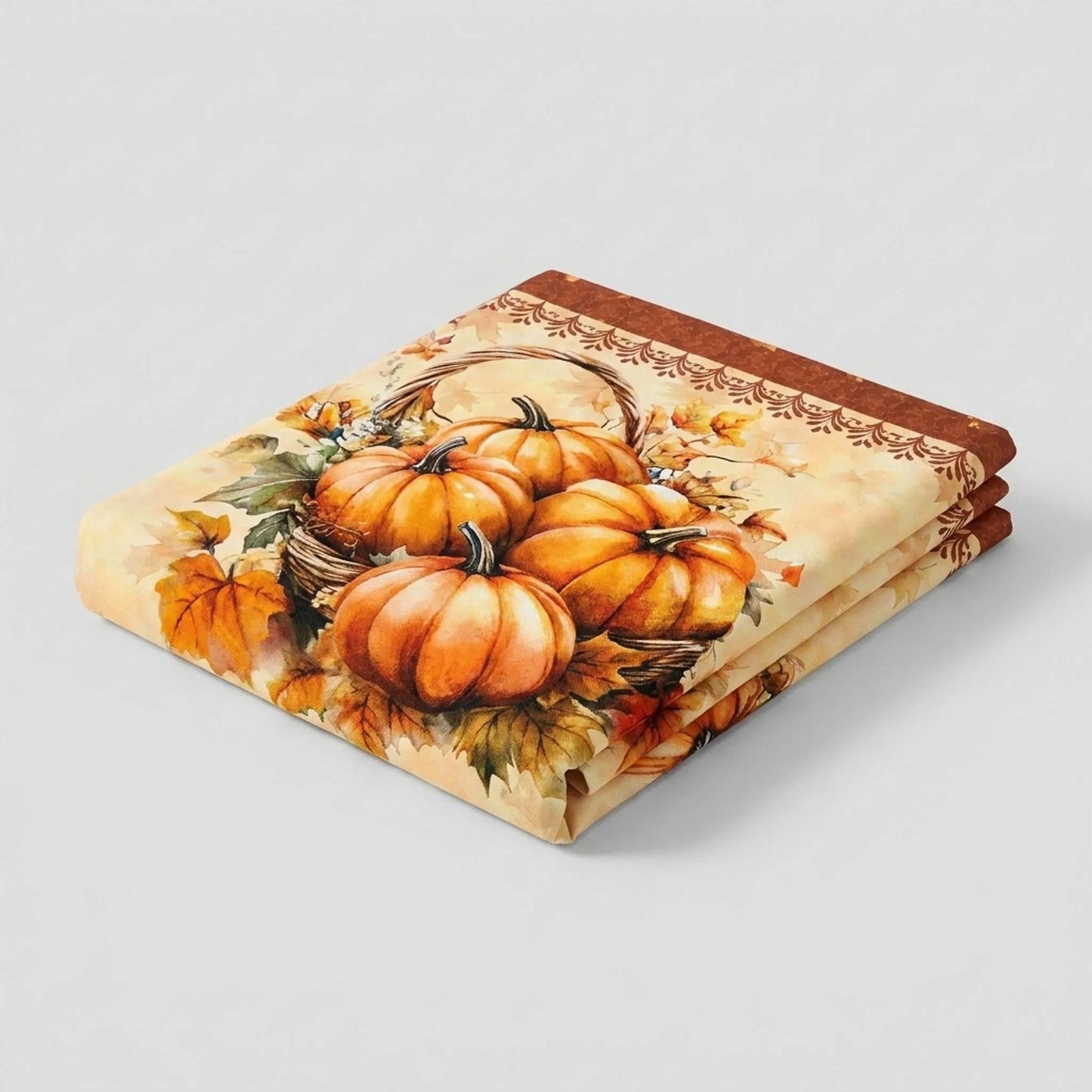 Tablecloth for Fall Thanksgiving with Pumpkin and Autumn Leaves