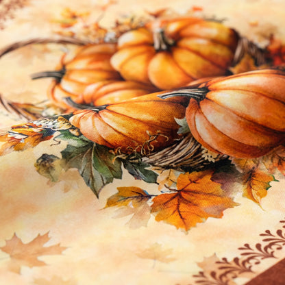 Tablecloth for Fall Thanksgiving with Pumpkin and Autumn Leaves
