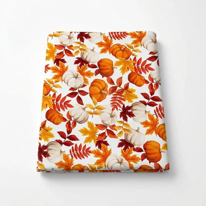 Tablecloth for Fall Thanksgiving with Pumpkin and Maple Leaves