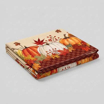 Tablecloth for Fall Thanksgiving with Pumpkin and Maple Leaves