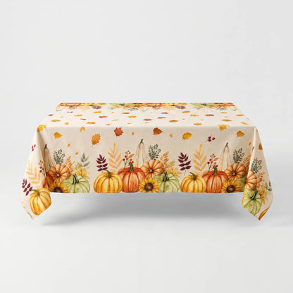 Tablecloth for Fall Thanksgiving with Pumpkin and Sunflower Print