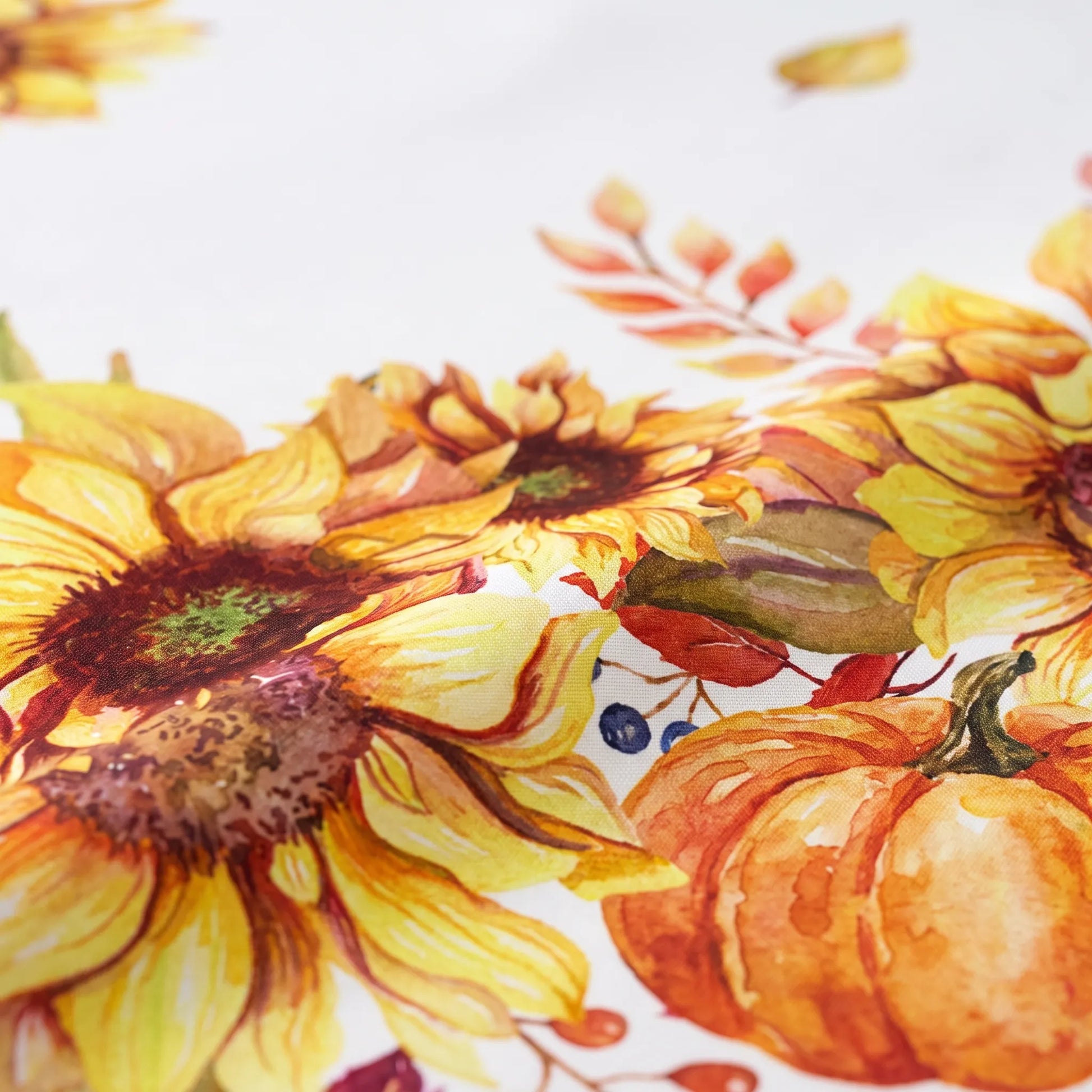 Tablecloth for Fall Thanksgiving with Pumpkin and Sunflower Print