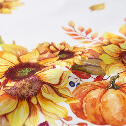 Tablecloth for Fall Thanksgiving with Pumpkin and Sunflower Print