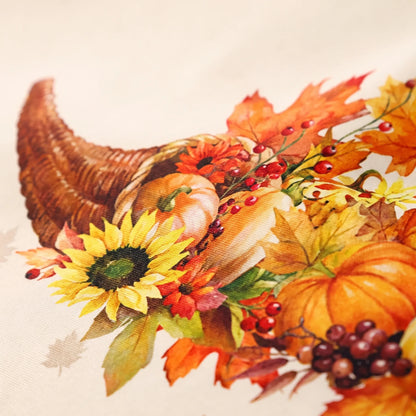 Tablecloth for Fall Thanksgiving with Pumpkin and Sunflower Print